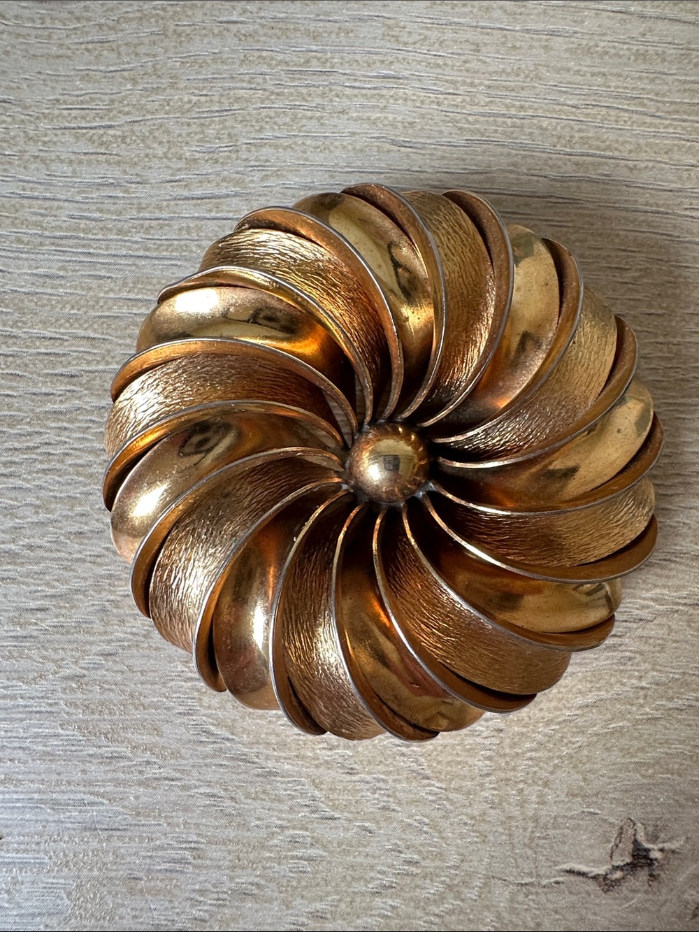 Vintage Gold-Tone Swirl Flower Brooch